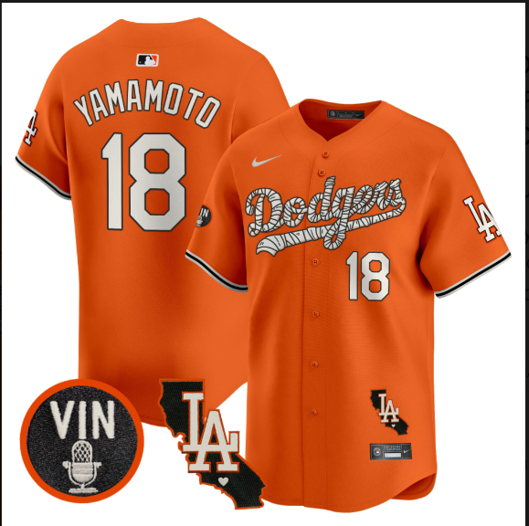 Men Los Angeles Dodgers 18 Yamamoto 2025 orange Limited Stitched Jersey style 2